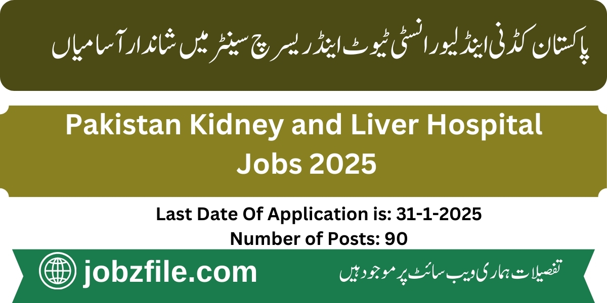 Pakistan Kidney and Liver Institute and Research Center Jobs 2025