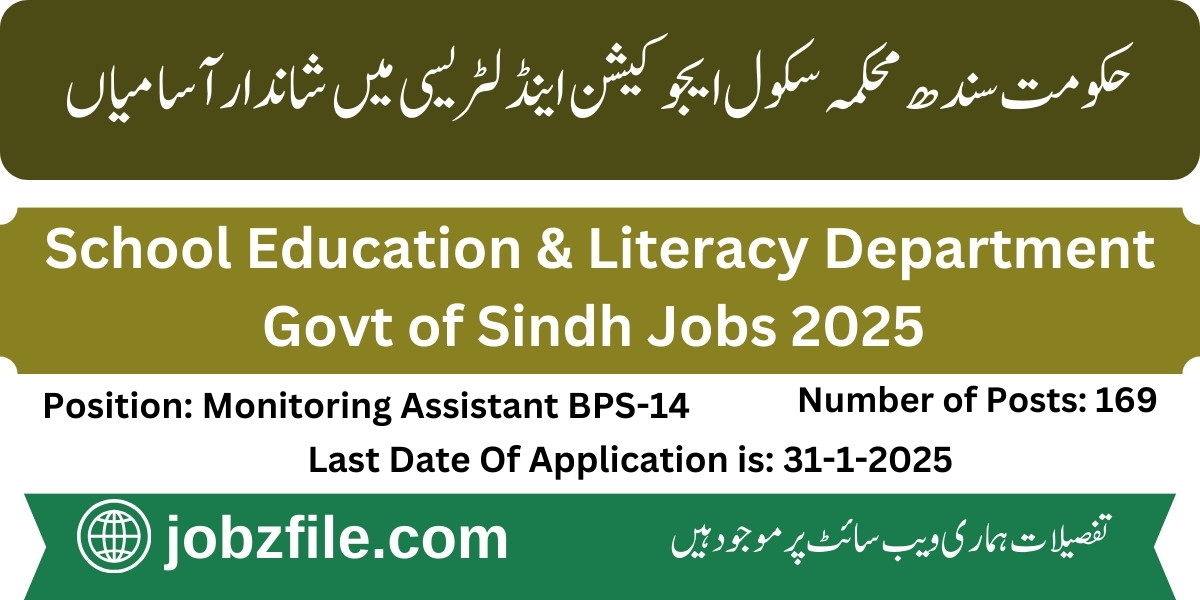 School Education & Literacy Department Govt of Sindh Jobs 2025